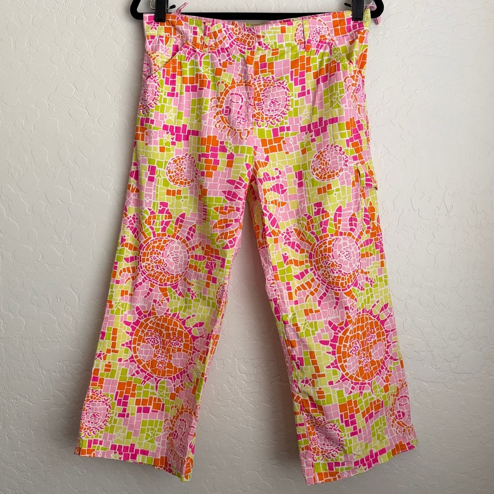 Lilly Pulitzer Women's Vintage Mosaic Sun Cargo Capri Pants Sz 6